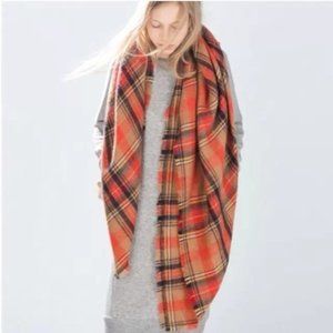 Zara Plaid Blanket Scarf in Orange NWOT